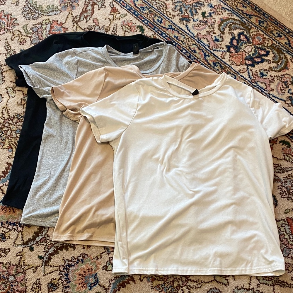 SHEIN Women’s Short Sleeve Tees - Black, Gray, Tan, & White